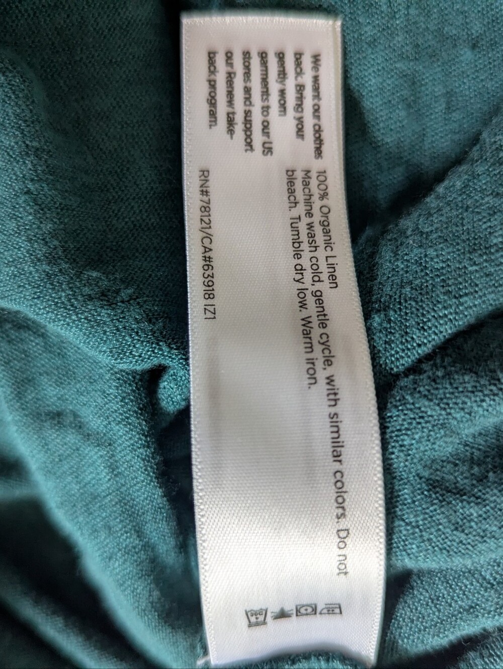 Eileen Fisher Organic Linen Jersey Crew Neck Tee  Teal - Picture 2 of 5
